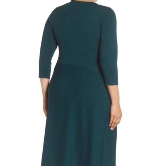 Eliza J. Women’s Size 3X Spruce Green Stretch Knit Fit and Flare Sweater Dress - Picture 2 of 8